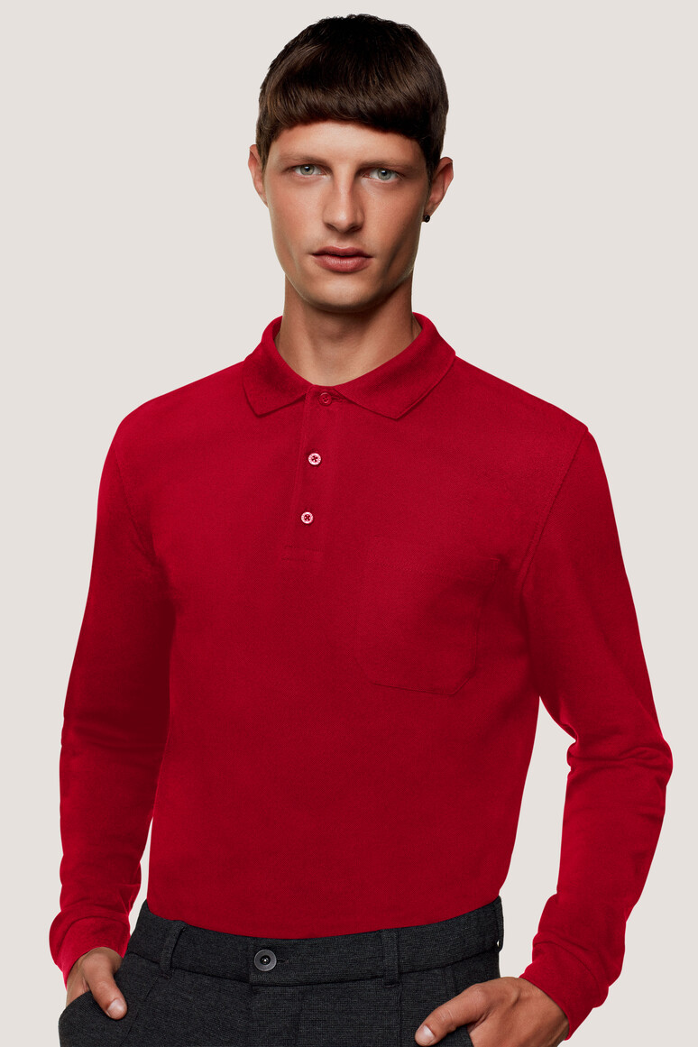 HAKRO Longsleeve-Pocket-Poloshirt Top Unisex Comfort Fit 