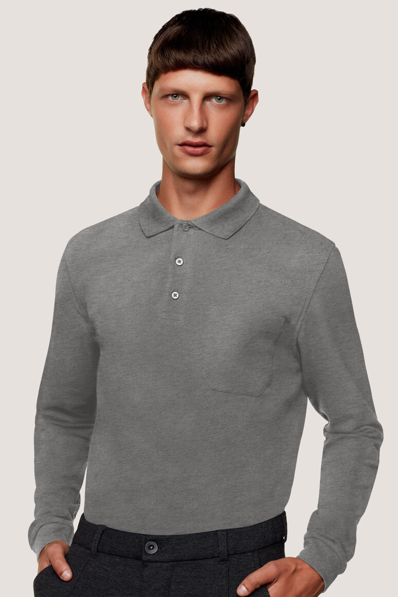 HAKRO Longsleeve-Pocket-Poloshirt Top Unisex Comfort Fit 